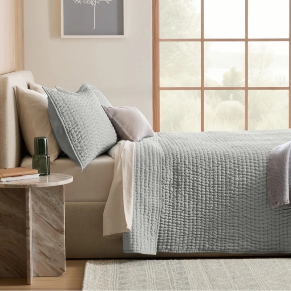 NWOT QUINCE European Linen Cotton Stitch Quilt King/Cal King Mist 4498 - Picture 4 of 9